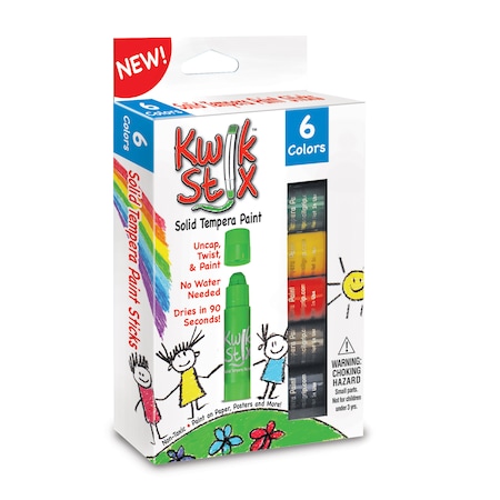 Solid Tempera Paint Sticks, Primary Colors, PK36